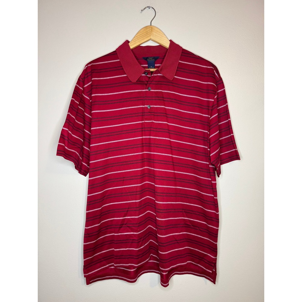 Brooks Brothers 346 Striped Polo Shirt Red Mens XL Mercerized Cotton